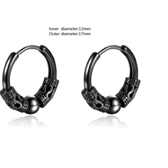 Beads Filigree Hoop Earrings for Men Stainless Steel Earrings. - Picture 3 of 5